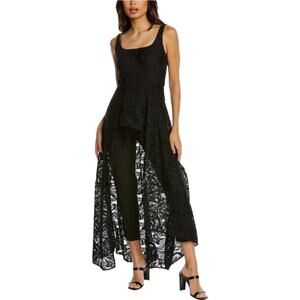 Kay Unger Walk Thru Lace Jumpsuit Pant Suit Black